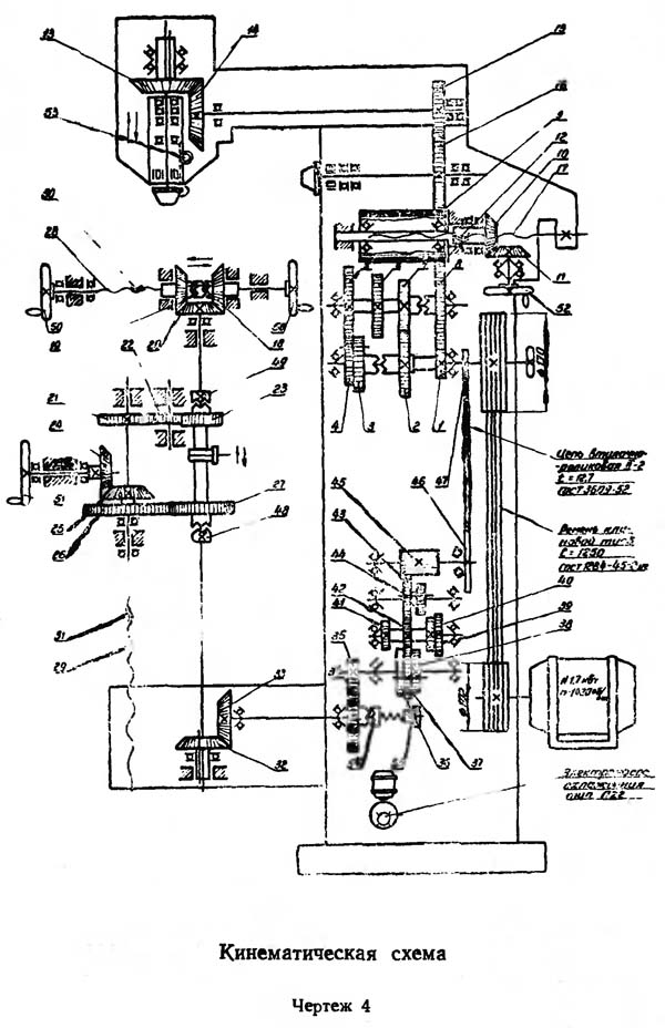 Схема кінематична універсального фрезерного верстата 6В75